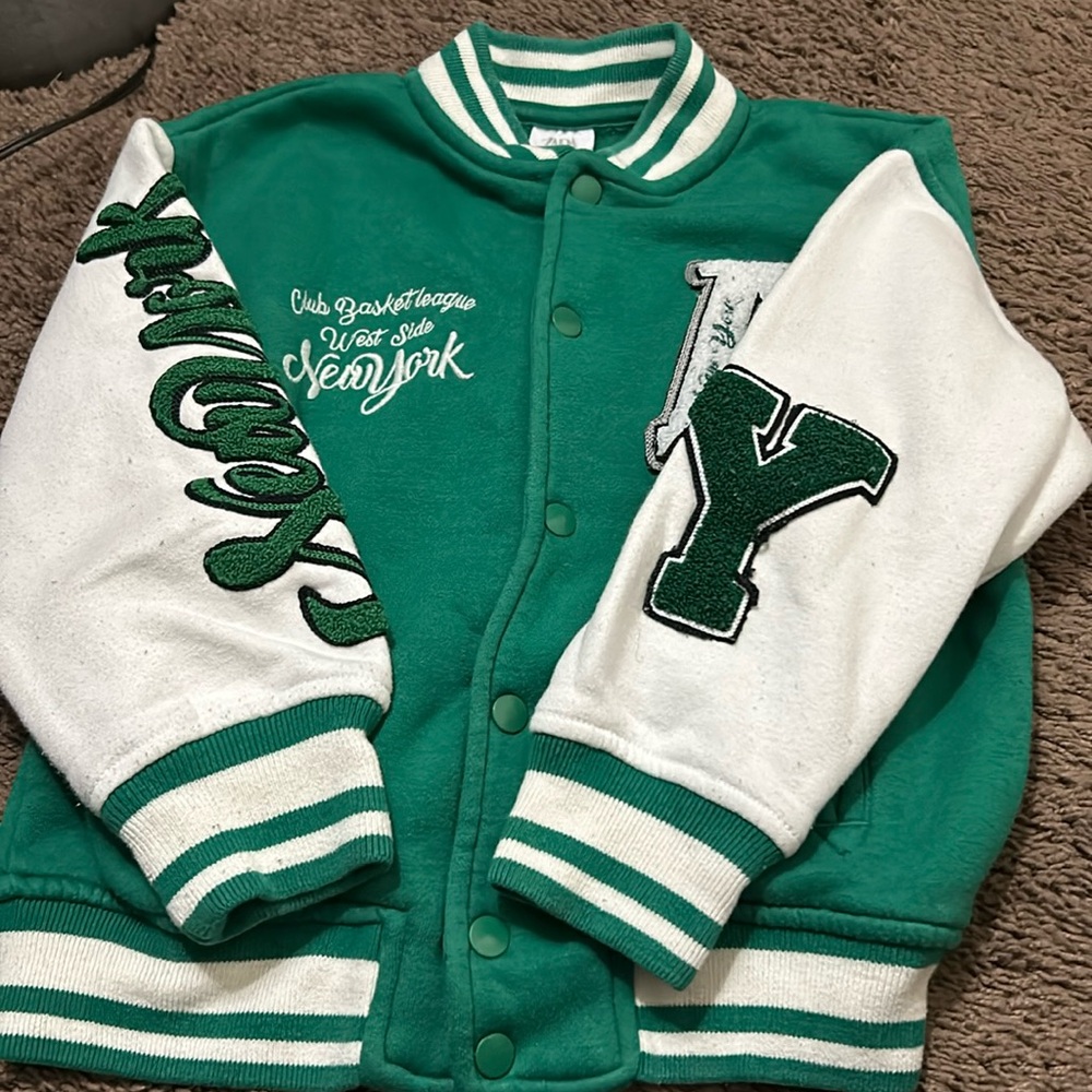 Zara unisex Size 6 green and white jacket